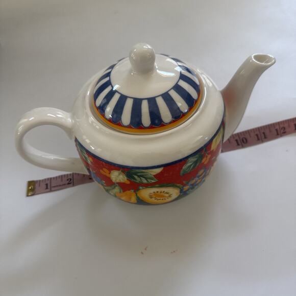 Vintage Vista Alegre Portugal Fruit Porcelain Teapot Fall Harvest Pumpkins - Picture 7 of 12